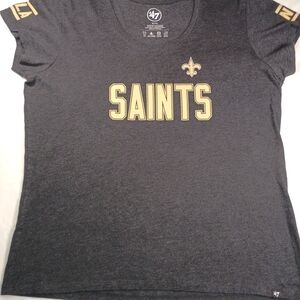 47 Brand Women's Black and Gold Saints Tee
